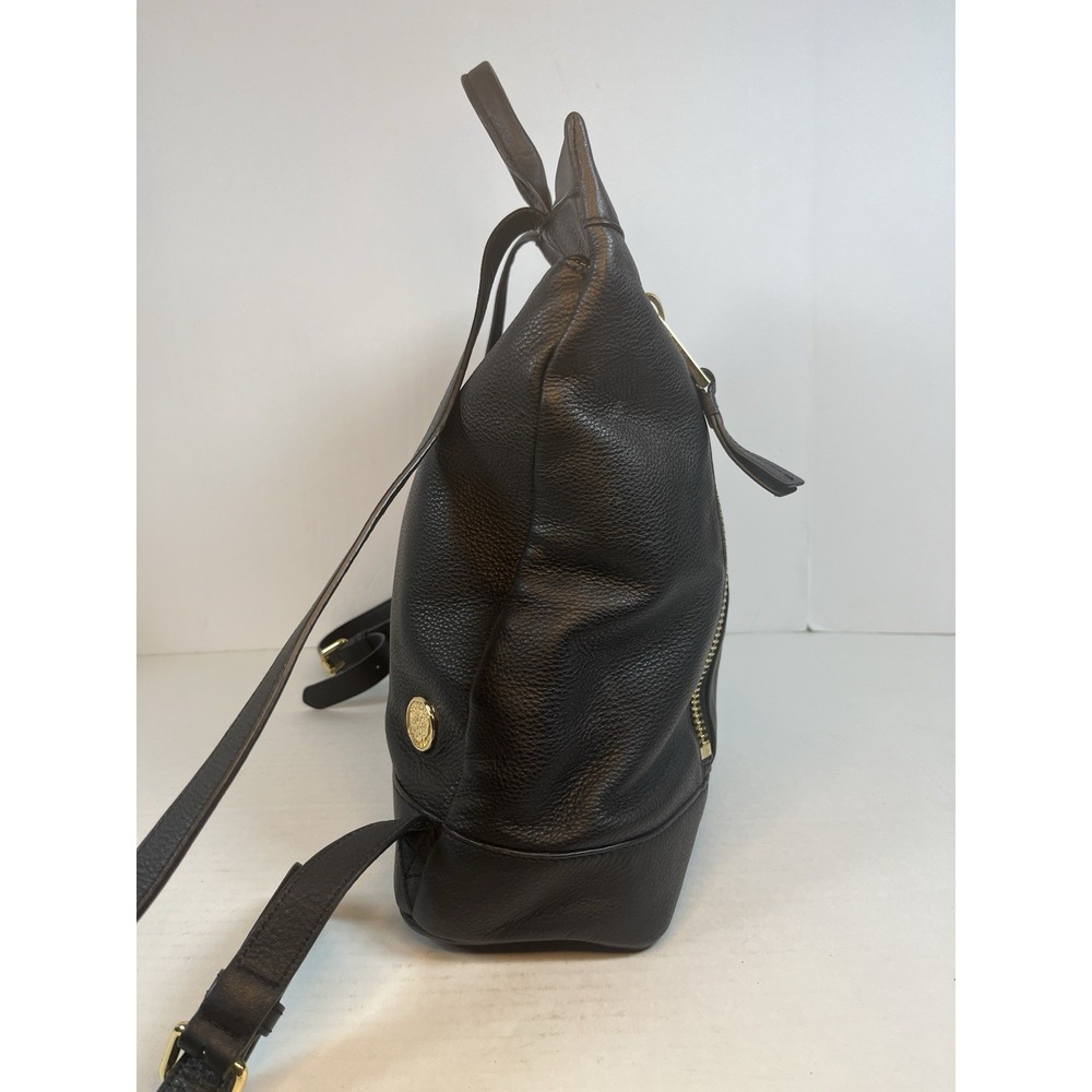 Vince Camuto Women's Madox Backpack Black Leather Metallic Gold Logo Travel Bag - Picture 7 of 11
